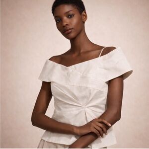LOFT Off-the-Shoulder White Structured Top | Size 6